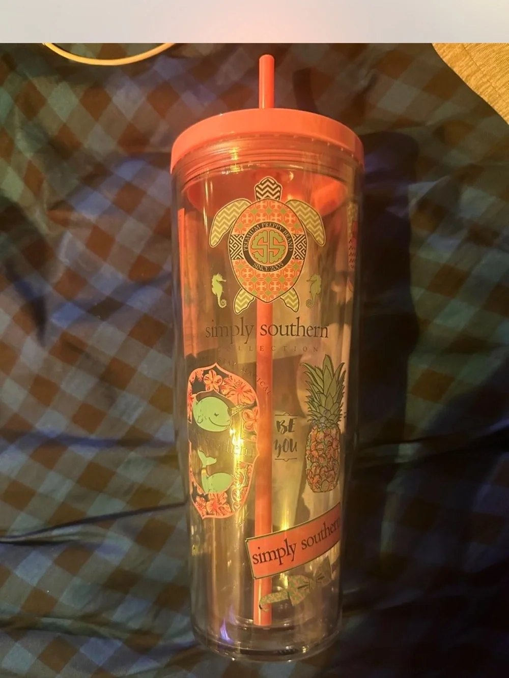 Simply Southern Pink Sticker Tumbler with Graphic Decals NWT
